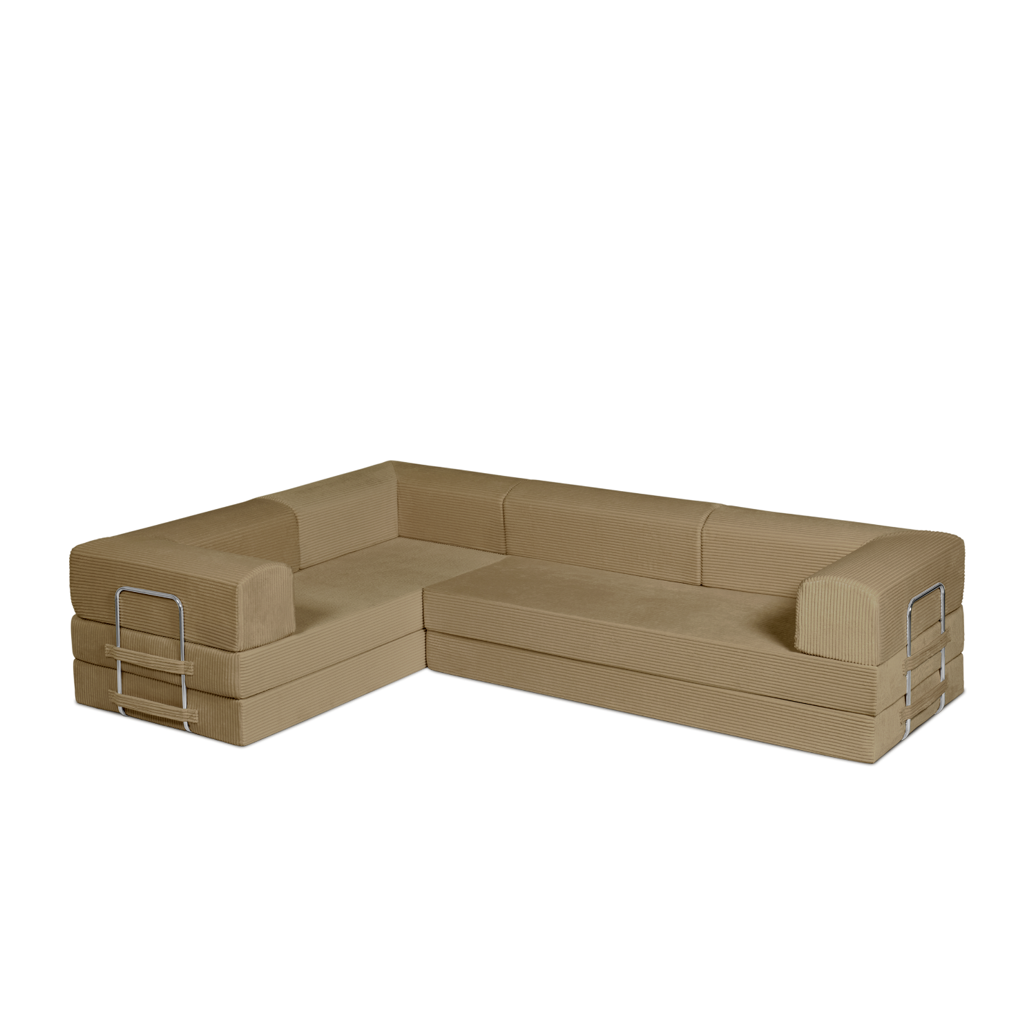 Acorn colored, dark tan, L shaped couch.