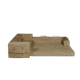 Acorn colored, dark tan, L shaped modular couch positioned into daybed.
