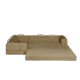 Acorn colored, dark tan, L shaped modular couch in full bed form.