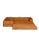 Saffron, Vibrant Orange, L shaped modular couch in full bed form.