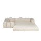 Seashell, very light tan, L shaped modular couch in full bed form.