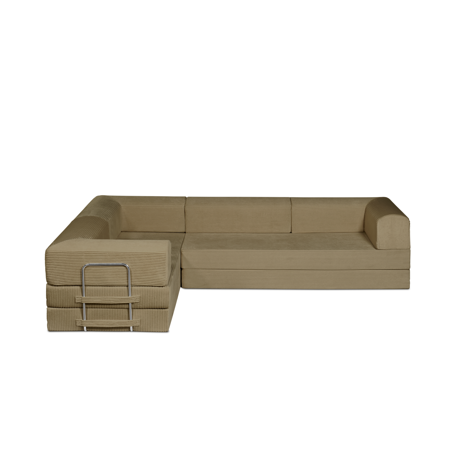 Acorn colored, dark tan, L shaped couch.