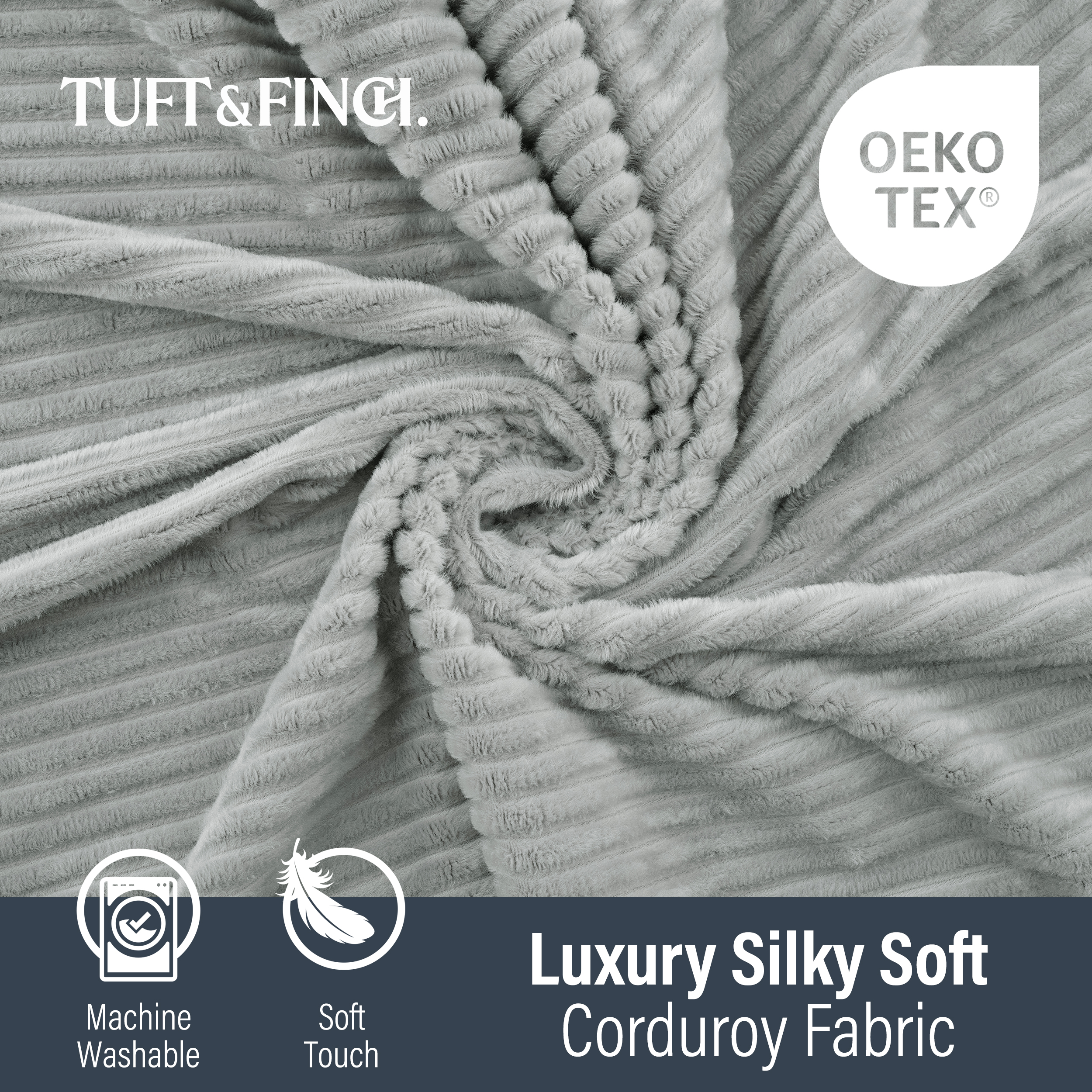 Image of up close silky soft luxury modular couch cover.