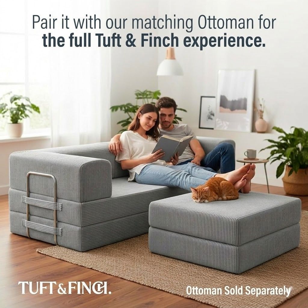 Image of family sitting on modular couch in living room.
