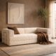 Cream convertible couch inside living room.