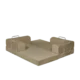 Latte, Tan, 3-seater transform couch configured into bed.