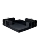 Obsidian, black colored 3-seater transform couch configured into bed.