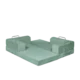 Sage, light green, 3-seater transform couch configured into bed.