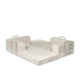 Seashell, light tan 3-seater transform couch configured into bed.