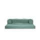 Sage, light green, 3-seater transform couch configured into bed.