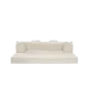 Seashell, light tan 3-seater transform couch configured into bed.