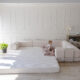 A large pull out couch with full size bed.