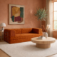 Orange boneless sofa in living room