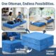 Image showing the ottoman in floor cushion, sleeper ottoman, and foot stool mode.