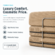 Image of latte brown boneless couch that says "Luxury Comfort. Cosmetic Price."