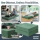Image showing the ottoman in floor cushion, sleeper ottoman, and foot stool mode.