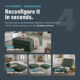 Photo showing that modular ottoman can be reconfigured in seconds with different configurations.