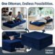 Image showing the ottoman in floor cushion, sleeper ottoman, and foot stool mode.