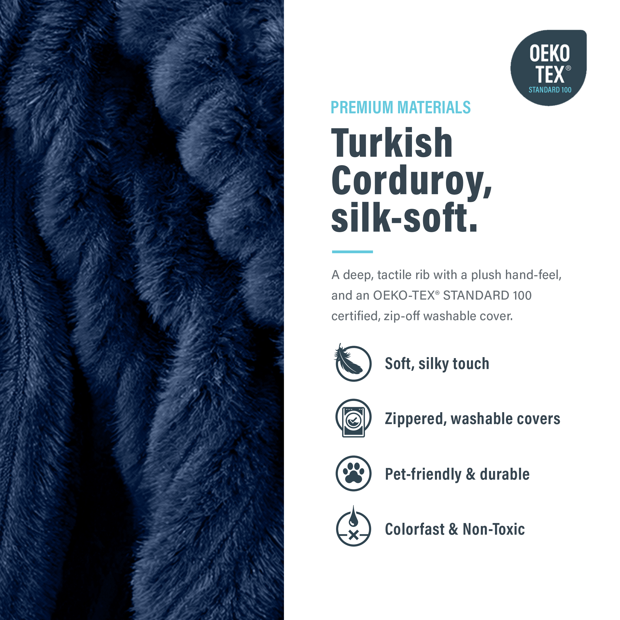Image showing that modular bonesless ottoman cover is turkish corduroy, silk-soft.