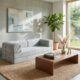 Light grey 3-seater modular couch in living room.