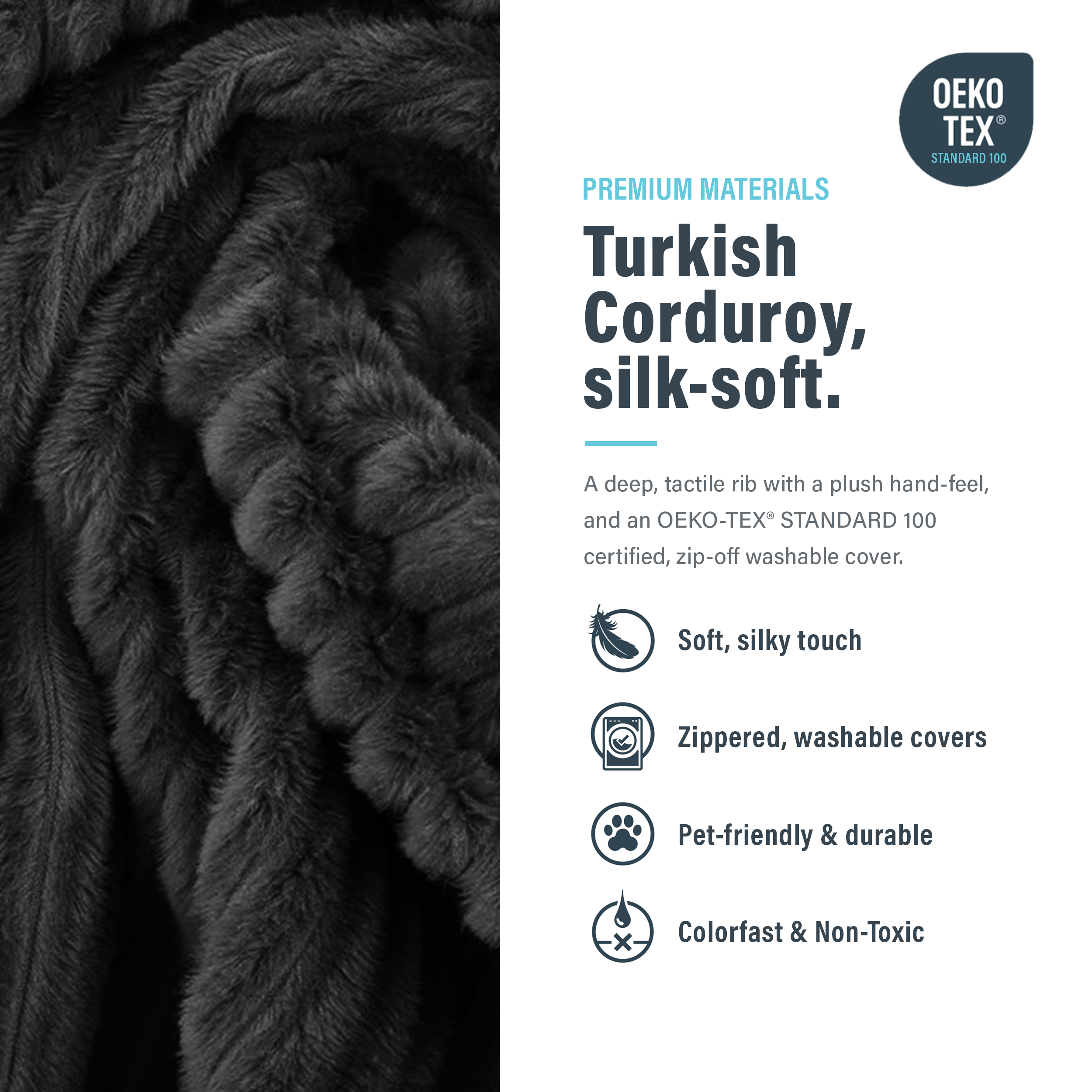 Image showing that modular bonesless ottoman cover is turkish corduroy, silk-soft.