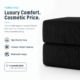 Image of black ottoman that says "Luxury Comfort. Cosmetic Price."