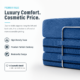 Image of blue boneless couch that says "Luxury Comfort. Cosmetic Price."