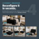 Photo showing that boneless black ottoman can be reconfigured in seconds with different configurations.