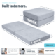 Image showing dimensions of boneless ottoman and that cover is machine washable. Dimensions are 35.5" x 14" x 35.5" and is 38lbs total.