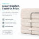 Image of cream boneless couch that says "Luxury Comfort. Cosmetic Price."
