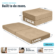 Image showing dimensions of cream boneless ottoman and that cover is machine washable. Dimensions are 35.5" x 14" x 35.5" and is 38lbs total.