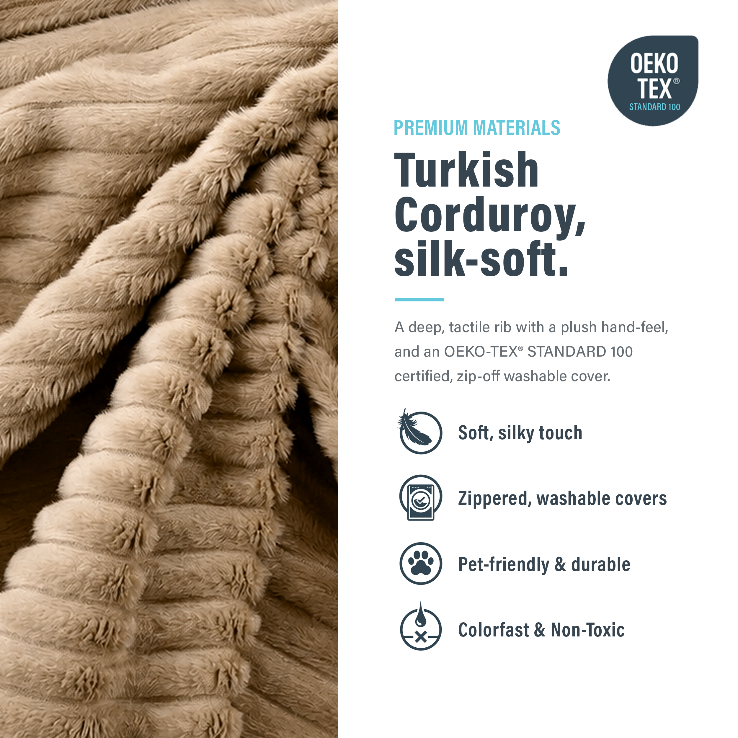 Image showing that modular bonesless ottoman cover is turkish corduroy, silk-soft.