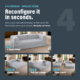 Photo showing that boneless gray couch can be reconfigured in seconds with four configurations