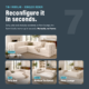 Photo showing that boneless cream couch can be reconfigured in seconds with seven different configurations.