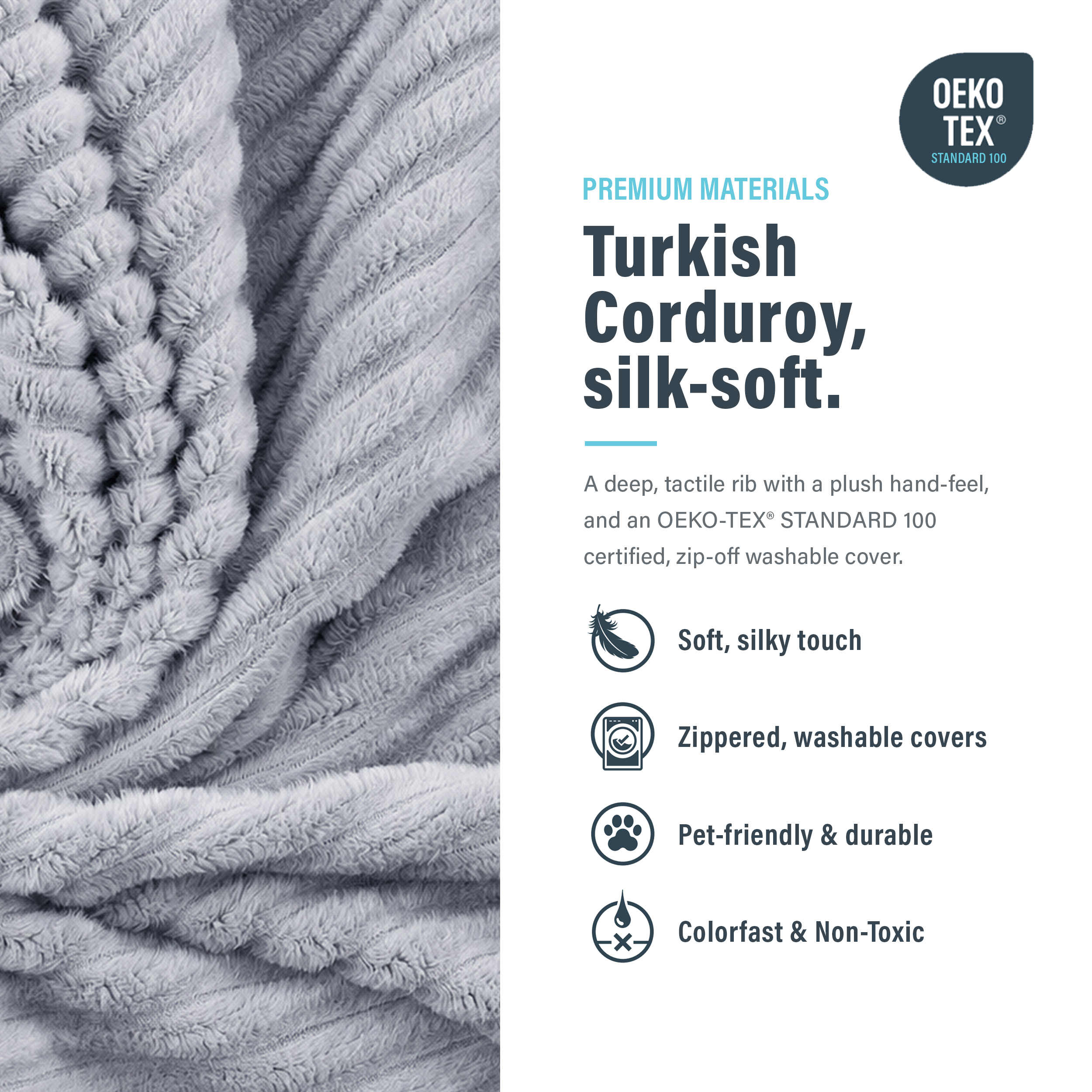 Image showing that modular bonesless ottoman cover is turkish corduroy, silk-soft.